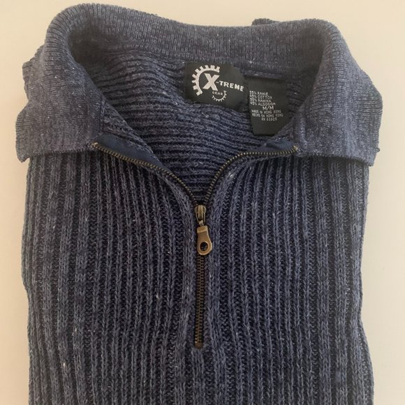 EUC X-treme Gear Vintage 1/4 Zip Blue Sweater Size Medium - Picture 1 of 14